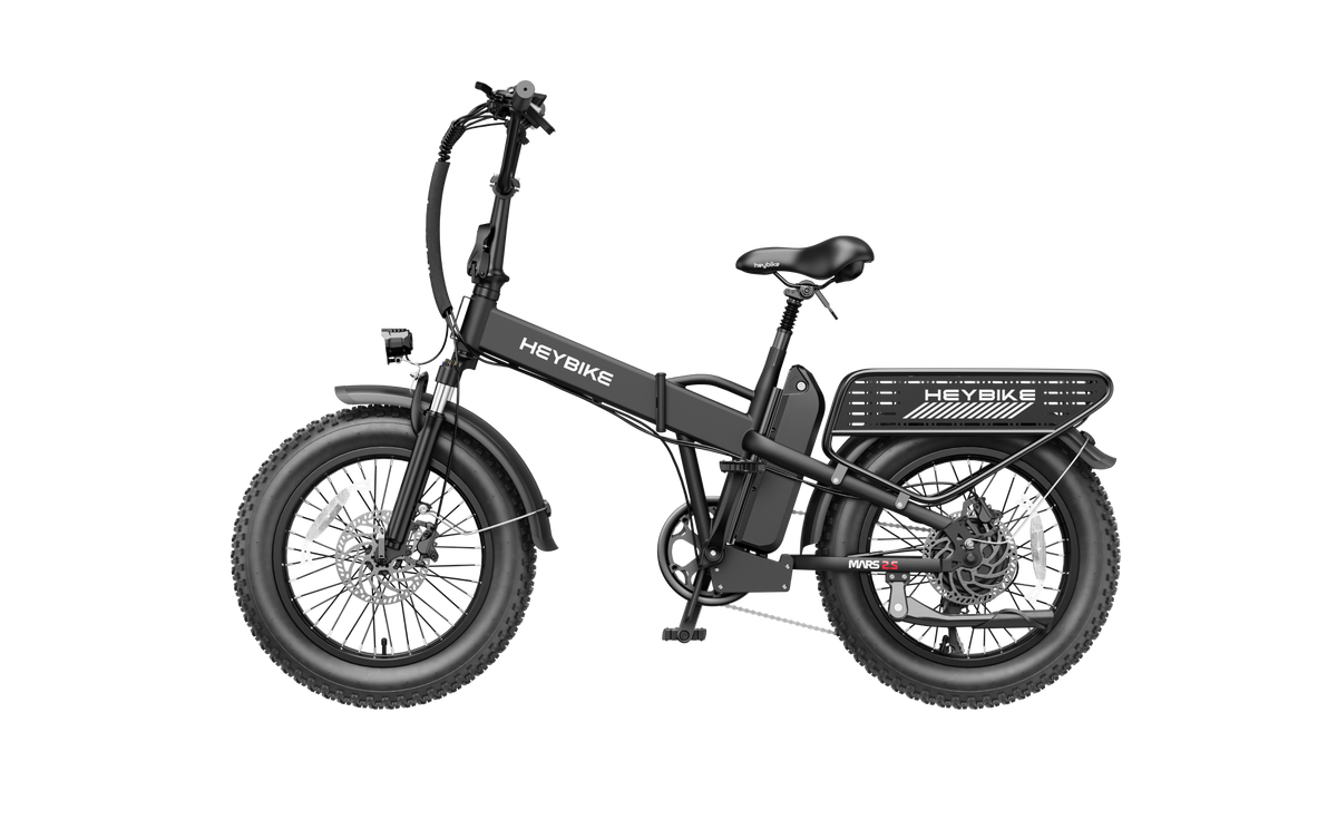 Heybike Mars 2.5 folding electric bicycle in black with one battery