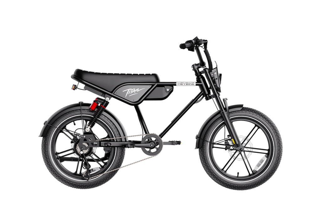 Heybike Titan single-battery electric bike in black, full side view