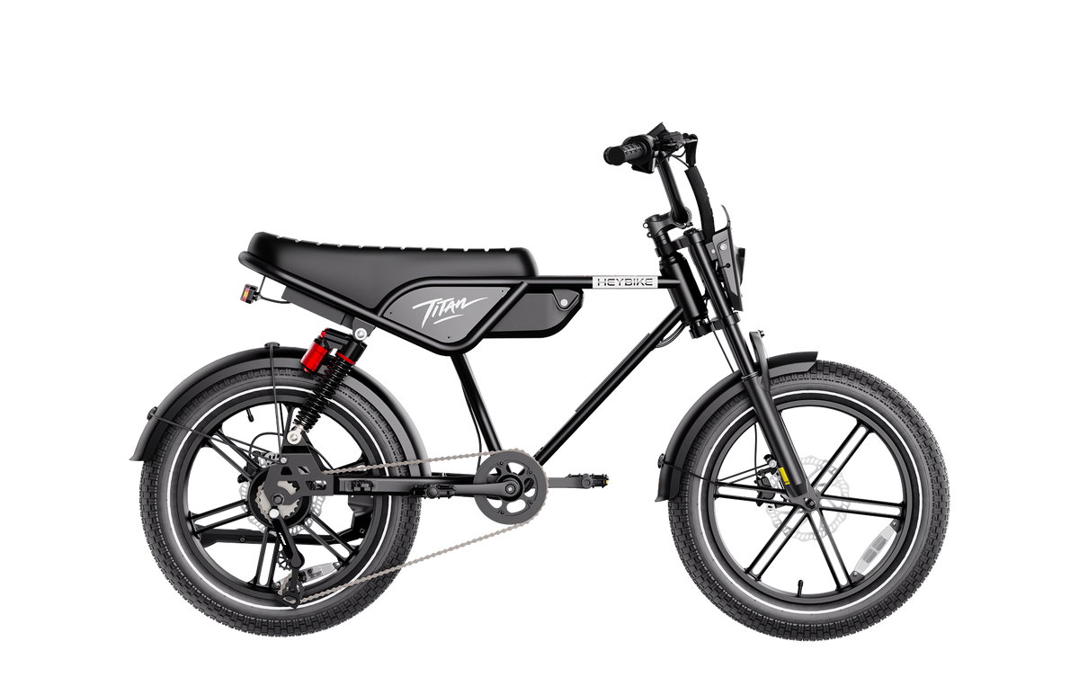 Heybike Titan single-battery electric bike in black, full side view