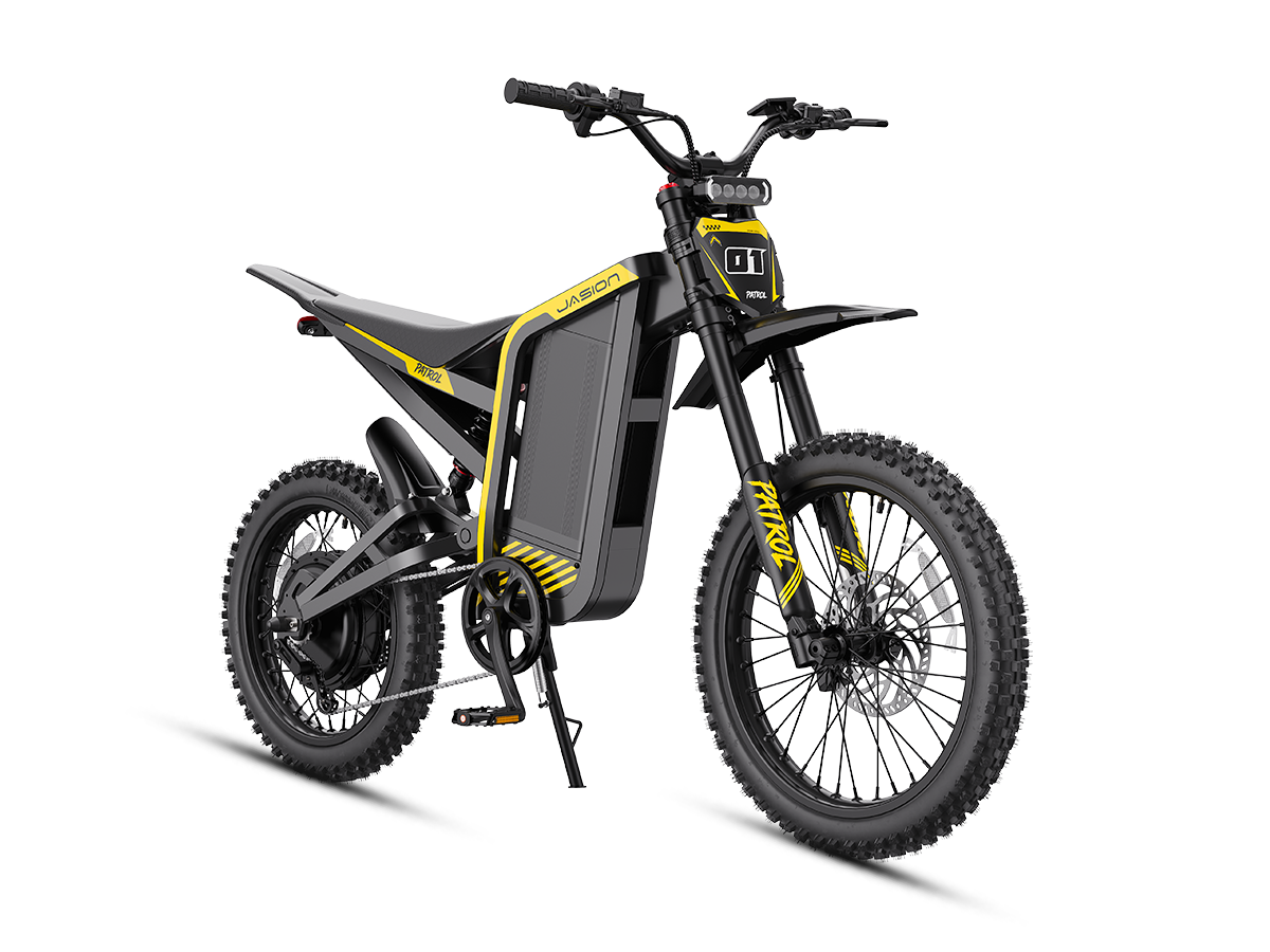 Jasion Patrol 52 yellow electric dirt bike, view 2