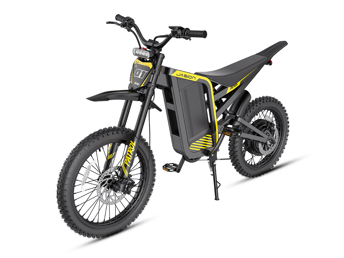 Jasion Patrol 52 yellow electric dirt bike, view 3