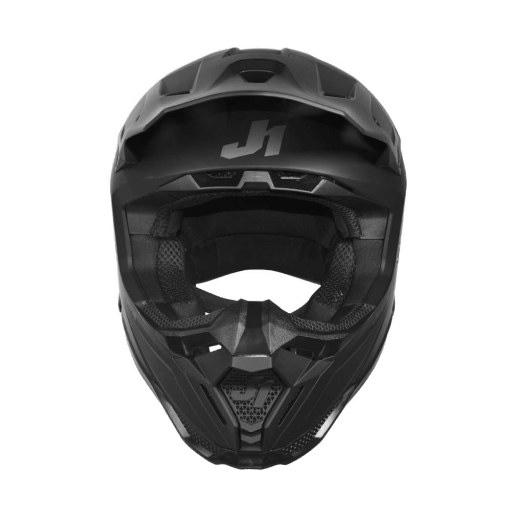 JUST1 J40 Solid Matte Black adult motocross helmet, front view