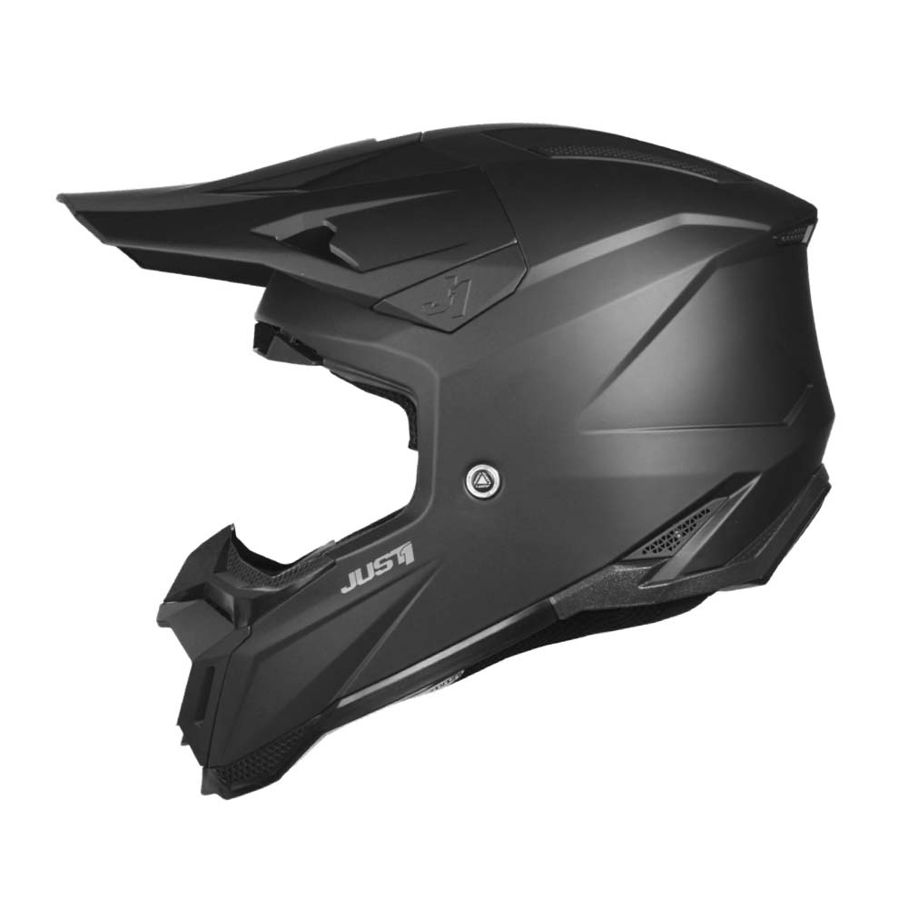 JUST1 J40 Solid Matte Black adult motocross helmet, side view
