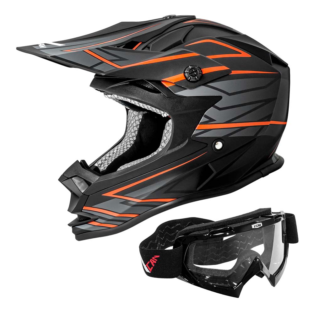 VCAN VX38 adult motocross helmet, Orange / Matte, left side