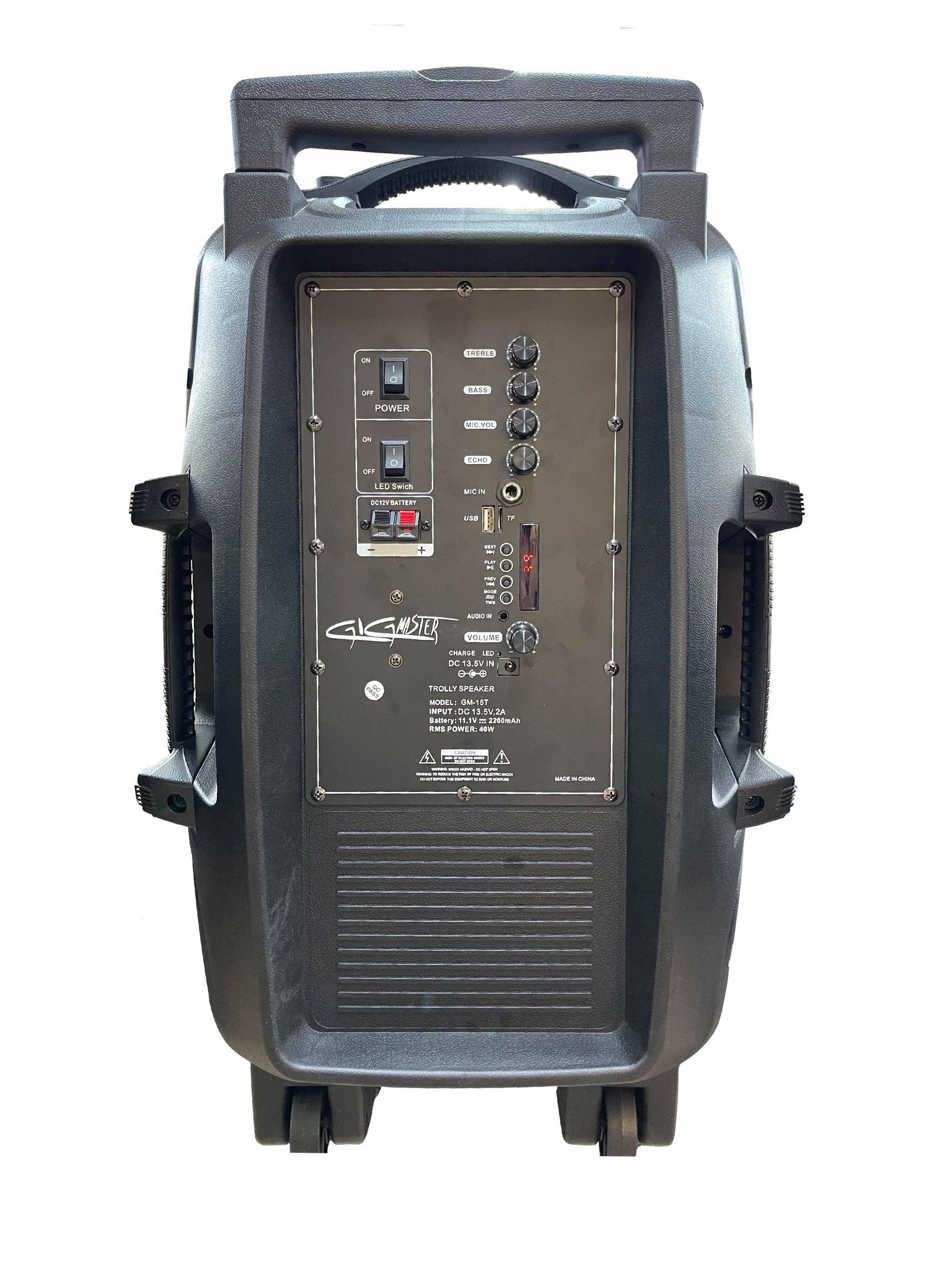 15" Portable Bluetooth Speaker TWS and Microphone Included