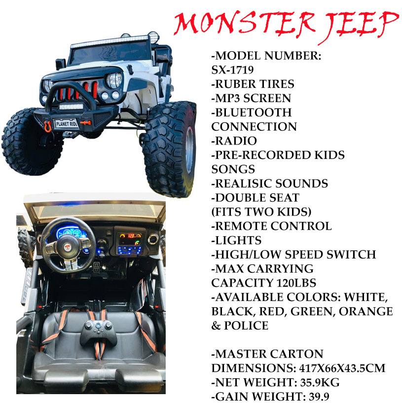 Ride on car for kids Jeep SX-1719 4x4 rubber tires & bluetooth 🔥