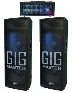 GiG Master Elite I Pro Speaker Four 15" Subwoofer with 8 Channel Mixer Bluetooth